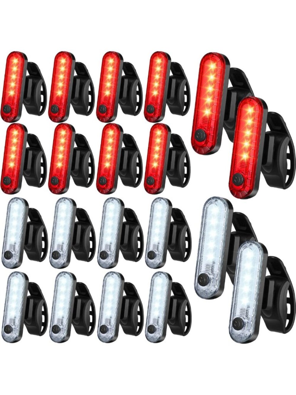 20 Pack USB Rechargeable LED Bike Tail Lights - Waterproof, 4 Modes, Night